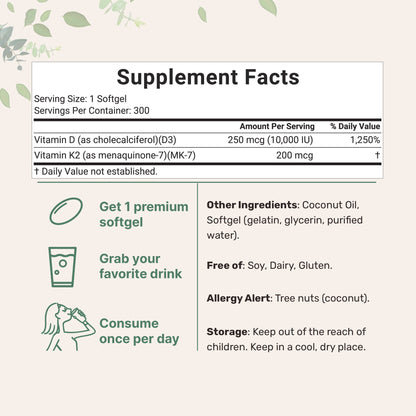 Micro Ingredients Vitamin D3 K2 Supplement Softgels